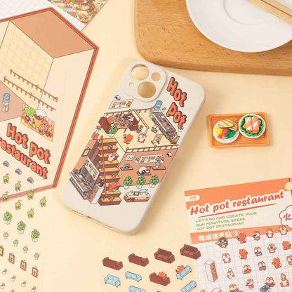3-Story Grand Buildings 3.0 – Animal Business Simulation 3D Room Stickers Scene - 4 Theme Sets: Hamster Supermarket | Bunny Bookstore | Fox Hot Pot | Cat Villa - SNSEASY