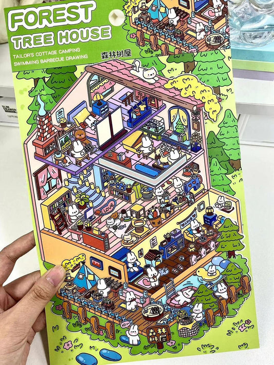 3-Story Grand Buildings 4.0 – Dream Home 3D Room Stickers Scene 2 Themes: Bunny Forest Treehouse | Penguin Can-Do Apartment