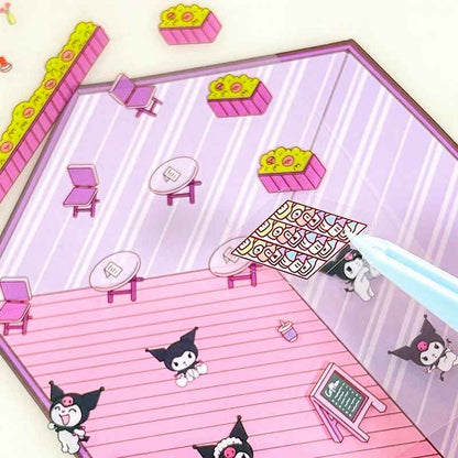 Cute Sanrio – 3D Isometric Room Stickers Scene 4 Themes: Hello Kitty Convenience Store | Kuromi Café | My Melody Pink Cottage | Frozen Princess Cottage - SNSEASY