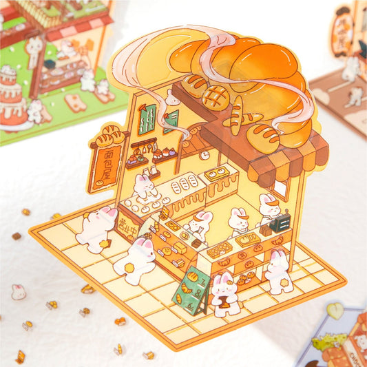 Cute Bunny 2.0 Shop Simulation – 3D Isometric Room Stickers Scene 4 Themes: Coffee Shop | Chocolate House | Cake Shop | Bread Shop