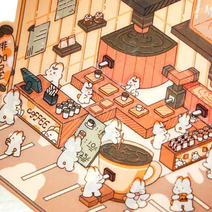 Cute Bunny 2.0 Shop Simulation – 3D Isometric Room Stickers Scene 4 Themes: Coffee Shop | Chocolate House | Cake Shop | Bread Shop - SNSEASY