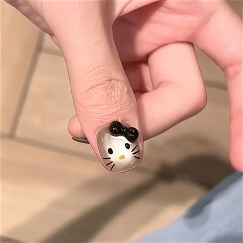 Black Kitty Hello Kitty Nail Art - Baby Square 14mm