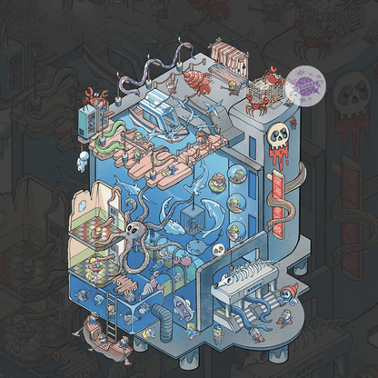 Horror Adventure – 3D Miniature Scene Stickers (Plus Size) – 4 Theme Sets: Bio Lab | Cursed Pyramid | Haunted Aquarium | Ghost Castle