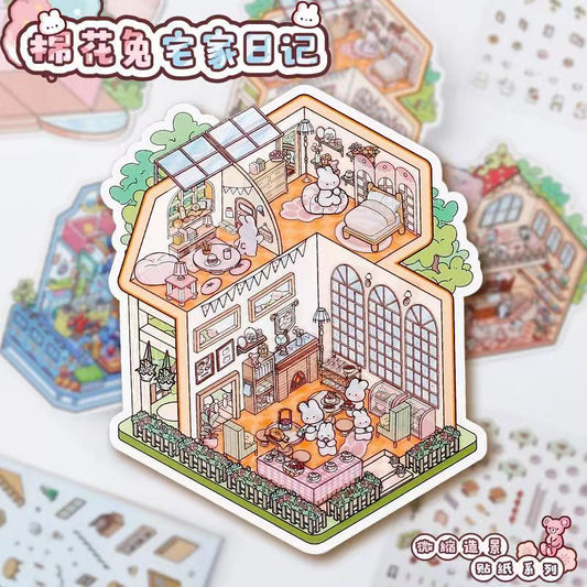 Dream Game Life Simulation – 3D Sticker Scenes &#8211; 8 Theme Sets 3-Story Amusement Park Baking Story Bunny Home Space Station Panda Dumpling Shop Mecha Warrior Arcade Goose (1 (12)