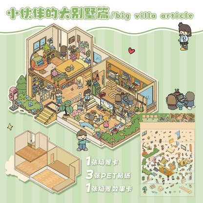 The Best Friends Party – 3D Sticker Scenes - 4 Theme Sets: Sisters Party | Study Party | Birthday Party | Villa Party - SNSEASY