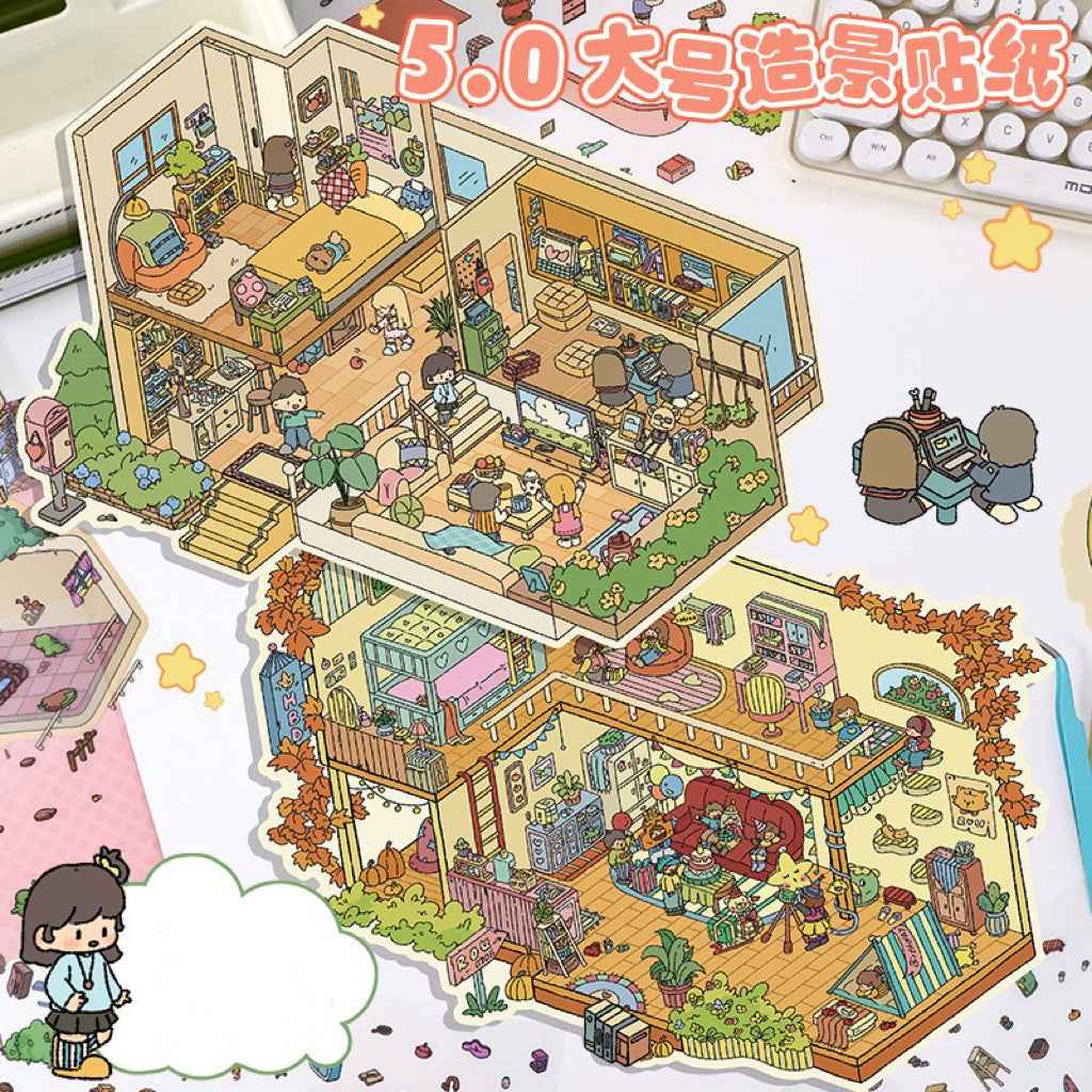 The Best Friends Party – 3D Sticker Scenes - 4 Theme Sets: Sisters Party | Study Party | Birthday Party | Villa Party - SNSEASY
