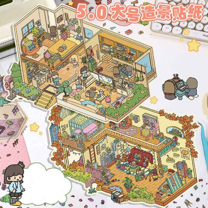 The Best Friends Party – 3D Sticker Scenes - 4 Theme Sets: Sisters Party | Study Party | Birthday Party | Villa Party - SNSEASY