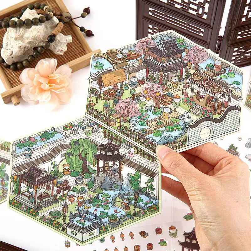Cute Cat 4.0 – Garden of the Four Seasons 3D Sticker Scenes - 4 Theme Sets: Spring Garden | Summer Garden | Autumn Garden | Winter Garden - SNSEASY