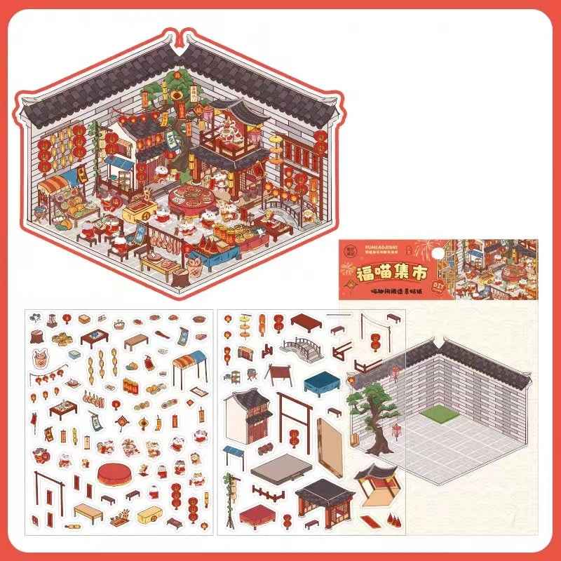 Cute Cat 4.0 – Garden of the Four Seasons 3D Sticker Scenes - 4 Theme Sets: Spring Garden | Summer Garden | Autumn Garden | Winter Garden - SNSEASY