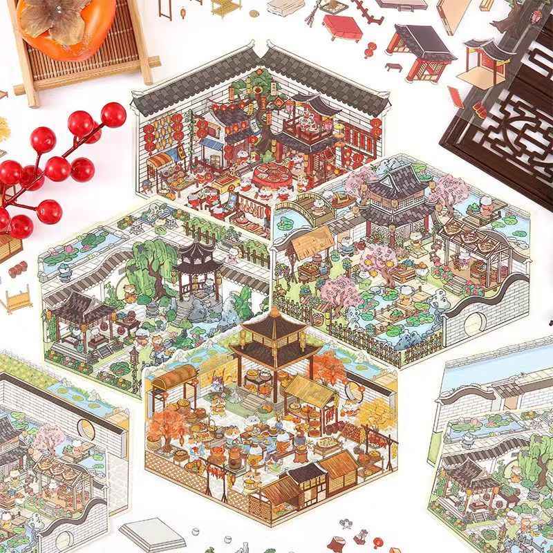 Cute Cat 4.0 – Garden of the Four Seasons 3D Sticker Scenes - 4 Theme Sets: Spring Garden | Summer Garden | Autumn Garden | Winter Garden - SNSEASY