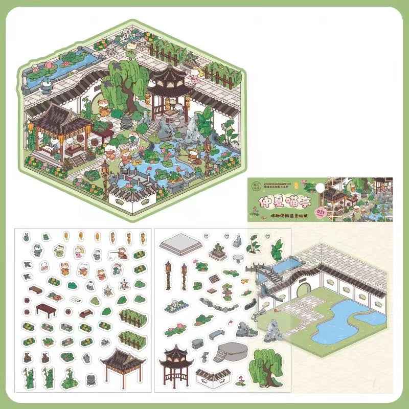 Cute Cat 4.0 – Garden of the Four Seasons 3D Sticker Scenes - 4 Theme Sets: Spring Garden | Summer Garden | Autumn Garden | Winter Garden - SNSEASY
