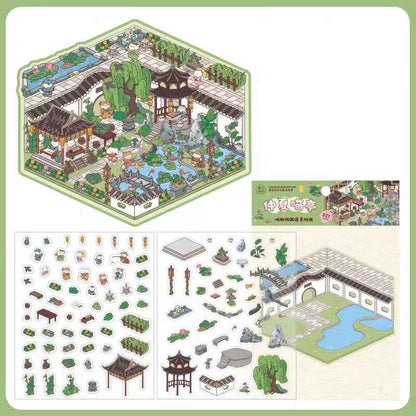 Cute Cat 4.0 – Garden of the Four Seasons 3D Sticker Scenes - 4 Theme Sets: Spring Garden | Summer Garden | Autumn Garden | Winter Garden - SNSEASY