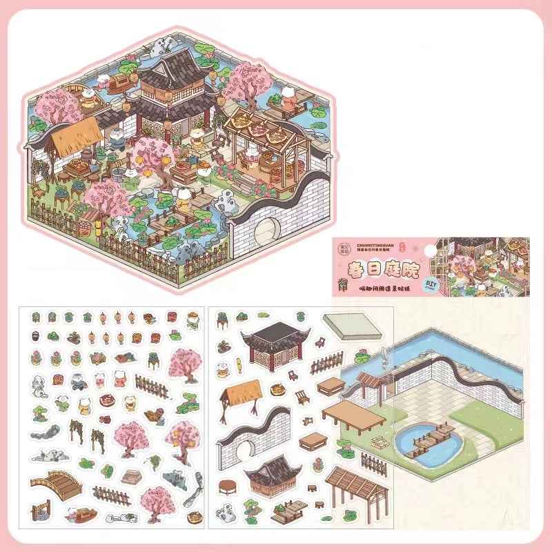 Cute Cat 4.0 – Garden of the Four Seasons 3D Sticker Scenes - 4 Theme Sets: Spring Garden | Summer Garden | Autumn Garden | Winter Garden - SNSEASY