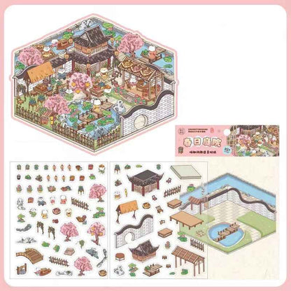Cute Cat 4.0 – Garden of the Four Seasons 3D Sticker Scenes - 4 Theme Sets: Spring Garden | Summer Garden | Autumn Garden | Winter Garden - SNSEASY
