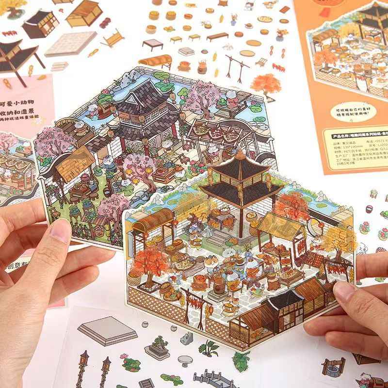 Cute Cat 4.0 – Garden of the Four Seasons 3D Sticker Scenes - 4 Theme Sets: Spring Garden | Summer Garden | Autumn Garden | Winter Garden - SNSEASY