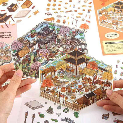 Cute Cat 4.0 – Garden of the Four Seasons 3D Sticker Scenes - 4 Theme Sets: Spring Garden | Summer Garden | Autumn Garden | Winter Garden - SNSEASY