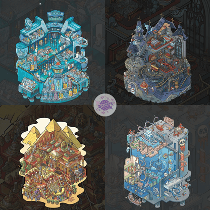 Horror Adventure – 3D Miniature Scene Stickers (Plus Size) – 4 Theme Sets: Bio Lab | Cursed Pyramid | Haunted Aquarium | Ghost Castle