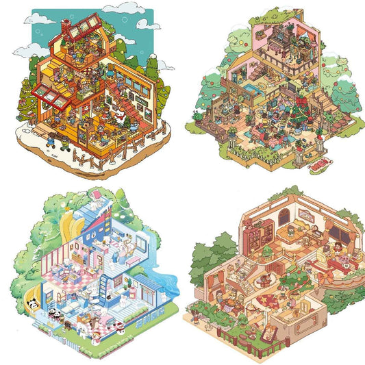 Christmas Winter Party – 3D Sticker Scenes - 4 Theme Sets: Christmas Party | Winter Christmas | Christmas House | Animal Dental Clinic - SNSEASY