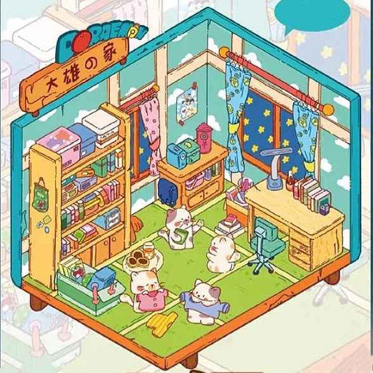 Japanese Manga Childhood Homes – 3D Sticker Scenes - 4 Theme Sets: Shin-chan’s House | Nobita’s House | Maruko’s House | Sakura’s House