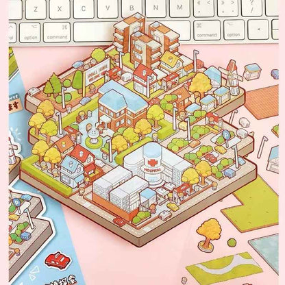 Happy Town – 3D Sticker Scenes - 2 Theme Sets: Town A | Town B