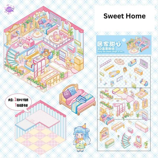 Magical Realm 4.0 – 3D Sticker Scenes - 8 Theme Sets: Circus Music Box | Rotating Sushi Bar | Burger Shop | Pizza Parlor | Fortune-Telling Bookshop | Sweet Home | Forest Cottage | Travel Diary