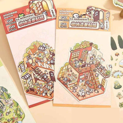 Animal Fairy Tale 2-Floor – 3D Sticker Scenes - 4 Theme Sets: Animal Room | Animal Party | Animal Farm | Animal Castle