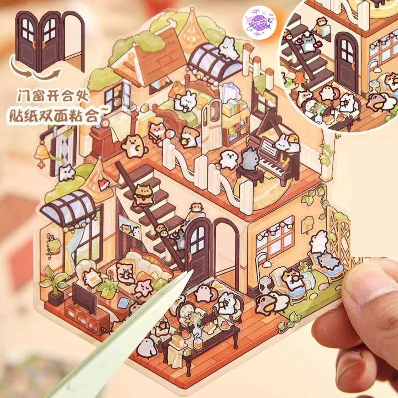 Animal Fairy Tale 2-Floor – 3D Sticker Scenes - 4 Theme Sets: Animal Room | Animal Party | Animal Farm | Animal Castle