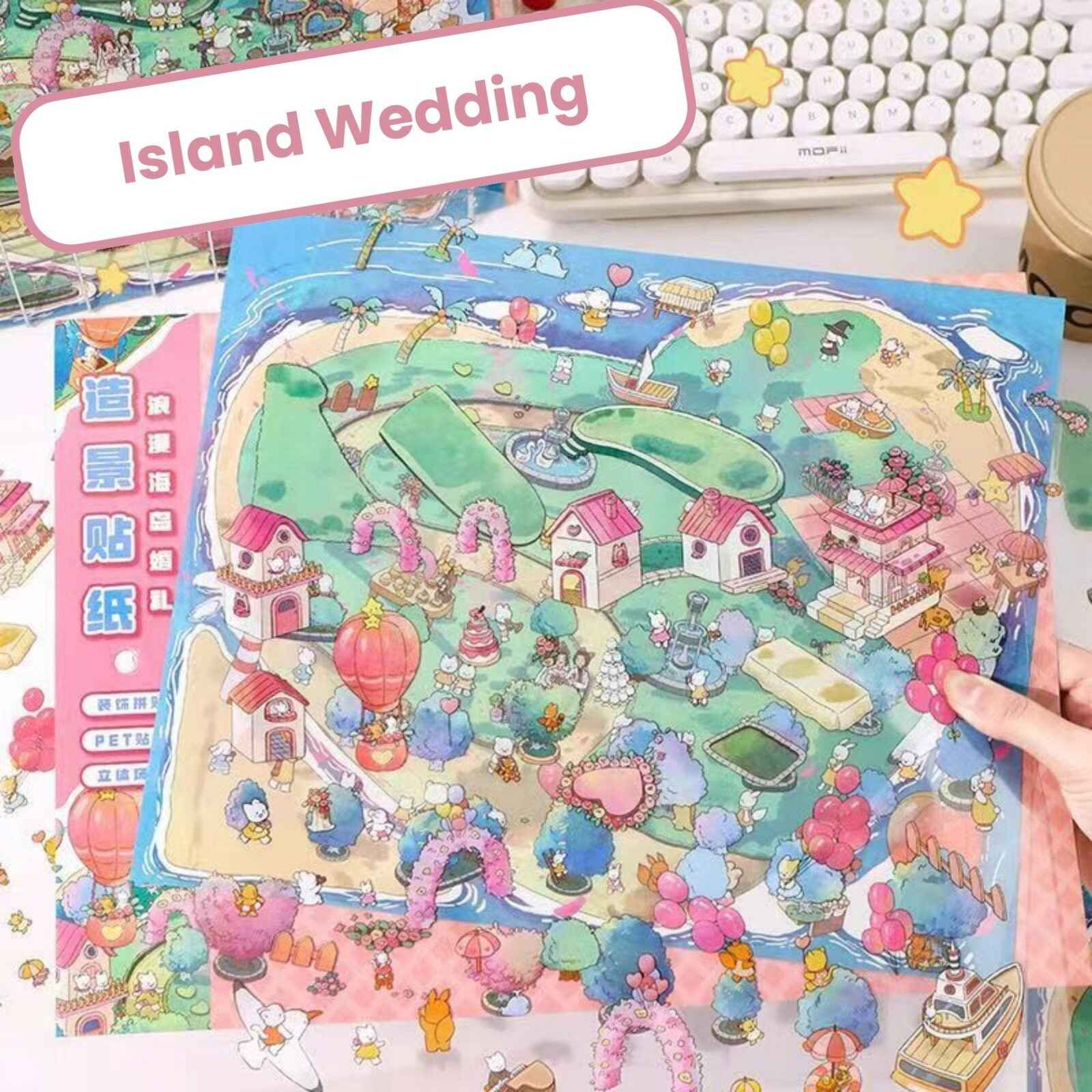 Dream Sweet Wedding – 3D Sticker Scenes Plus Size - 2 Theme Sets: Island Wedding | Lawn Wedding