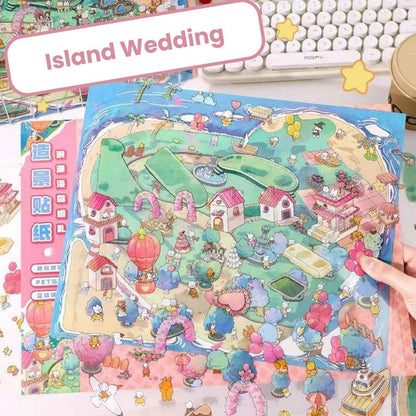 Dream Sweet Wedding – 3D Sticker Scenes Plus Size - 2 Theme Sets: Island Wedding | Lawn Wedding