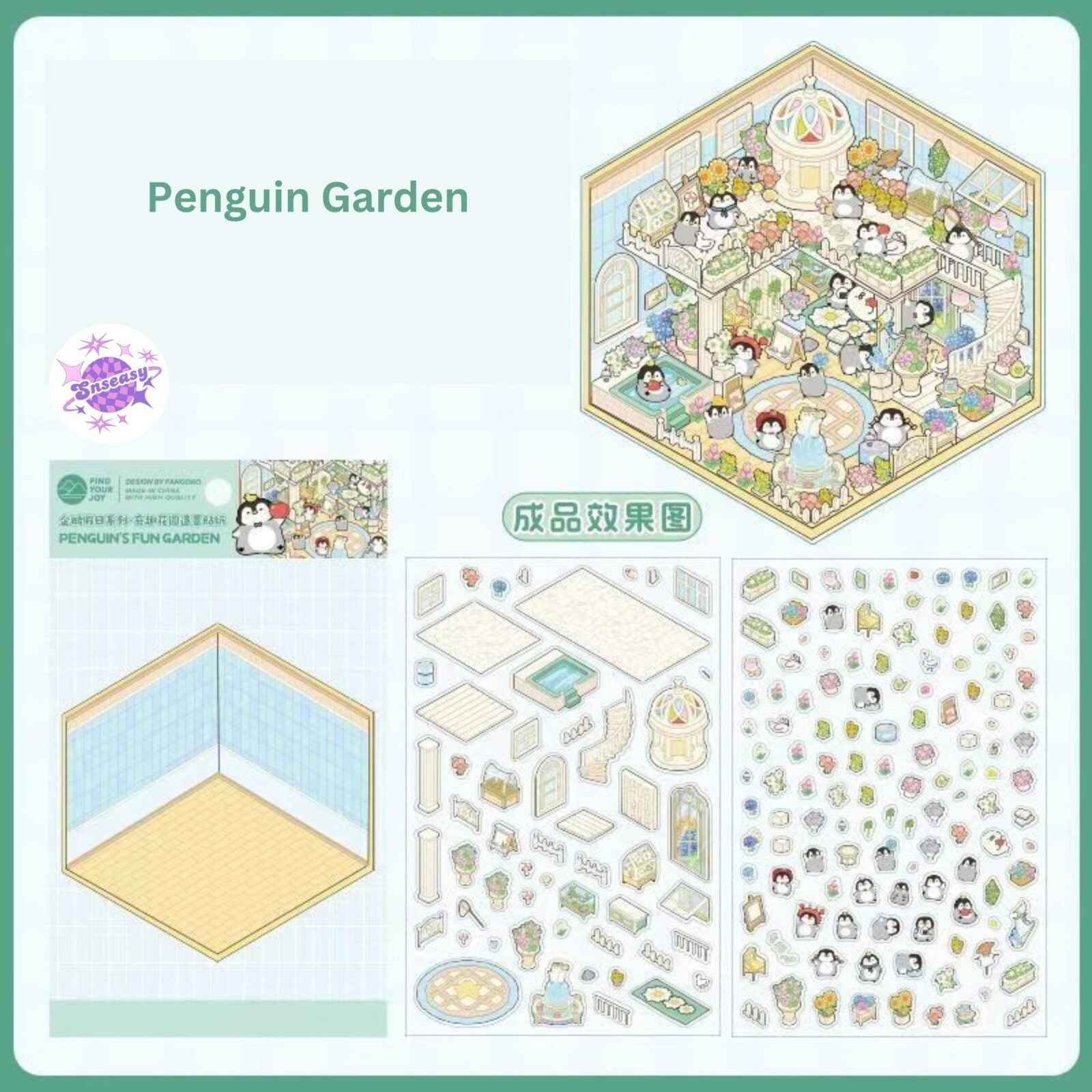 Capybara & Cute Penguin – 3D Sticker Scenes - 8 Theme Sets: Capybara Restaurant | Capybara Magic Treehouse | Capybara Hot Spring Hotel | Capybara Museum | Penguin Cottage | Penguin Garden | Penguin Beach | Penguin Dessert Shop