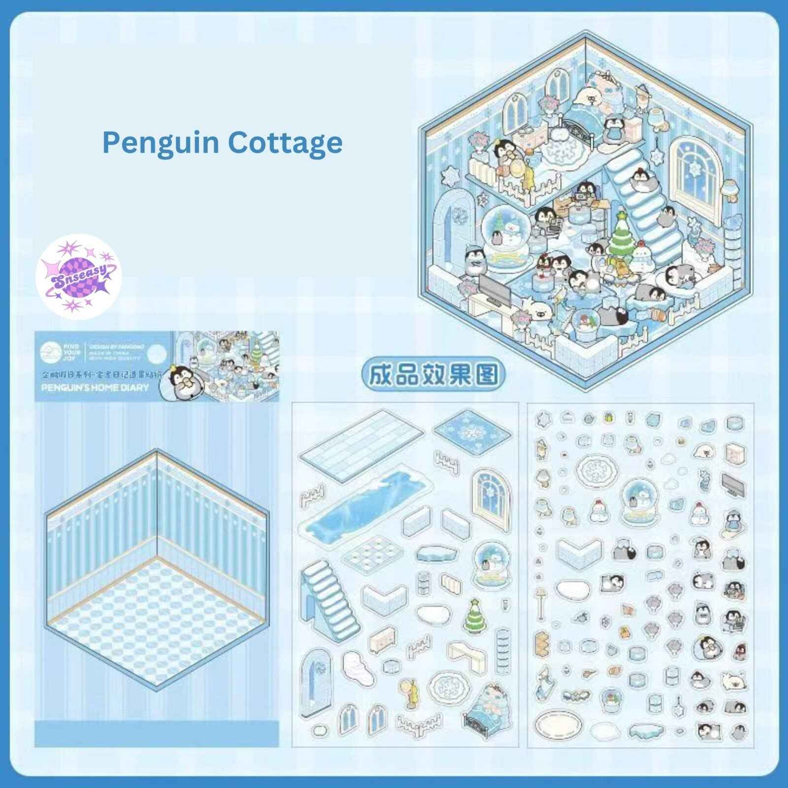 Capybara & Cute Penguin – 3D Sticker Scenes - 8 Theme Sets: Capybara Restaurant | Capybara Magic Treehouse | Capybara Hot Spring Hotel | Capybara Museum | Penguin Cottage | Penguin Garden | Penguin Beach | Penguin Dessert Shop