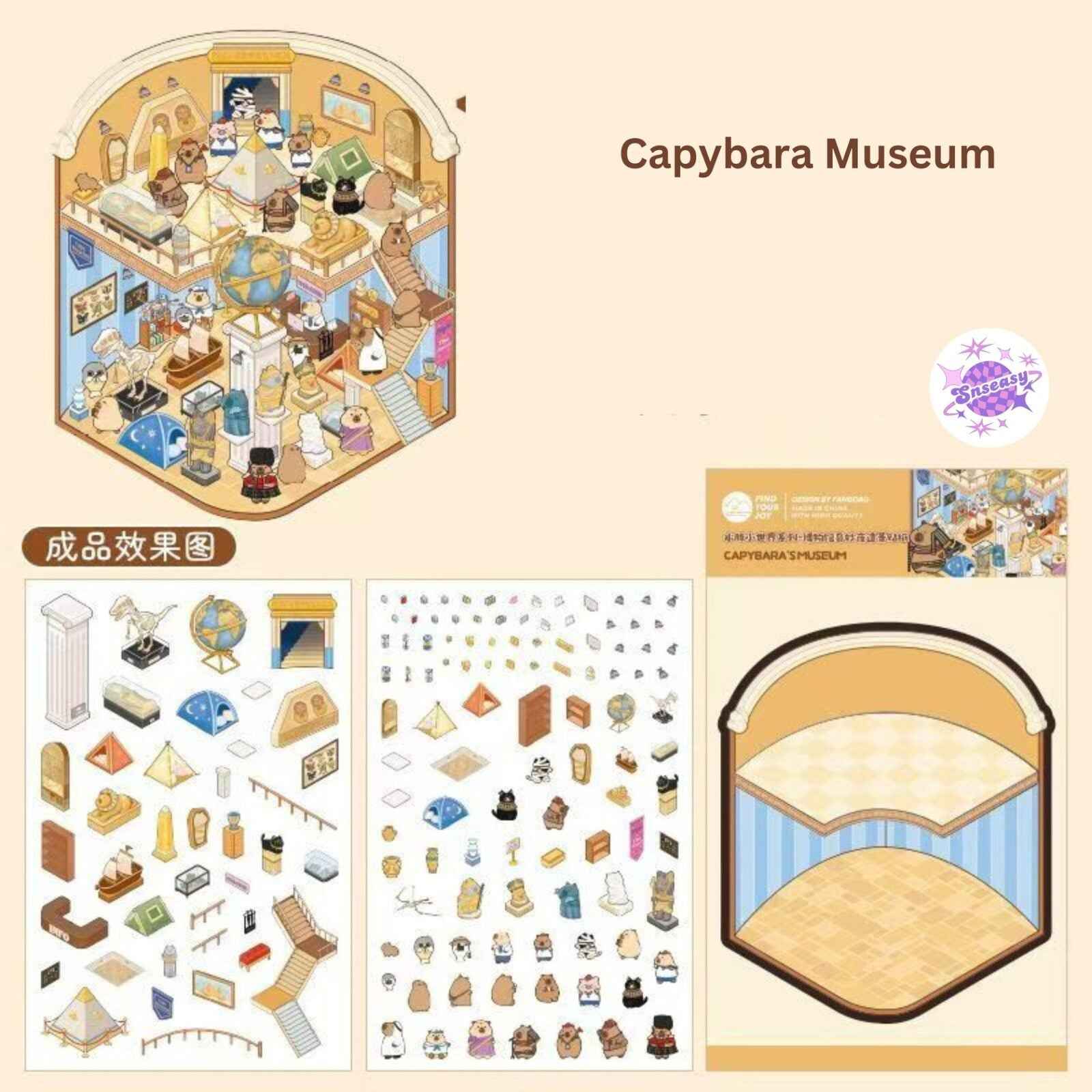 Capybara & Cute Penguin – 3D Sticker Scenes - 8 Theme Sets: Capybara Restaurant | Capybara Magic Treehouse | Capybara Hot Spring Hotel | Capybara Museum | Penguin Cottage | Penguin Garden | Penguin Beach | Penguin Dessert Shop