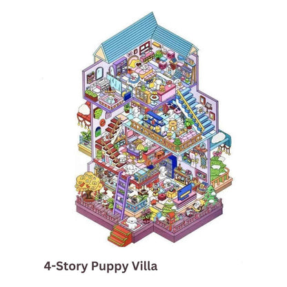 4-Story Grand Buildings 5.0 – 3D Miniature Sticker Scenes - 2 Theme Sets: 4-Story Convenience Store | 4-Story Puppy Villa