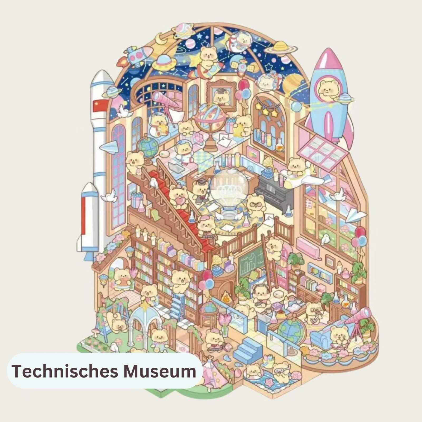 3-Story Grand Buildings 6.0 – 3D Sticker Scenes - 4 Theme Sets: Technisches Museum | Fun Ski Resort | Wonder Aquarium | Kapi Theater