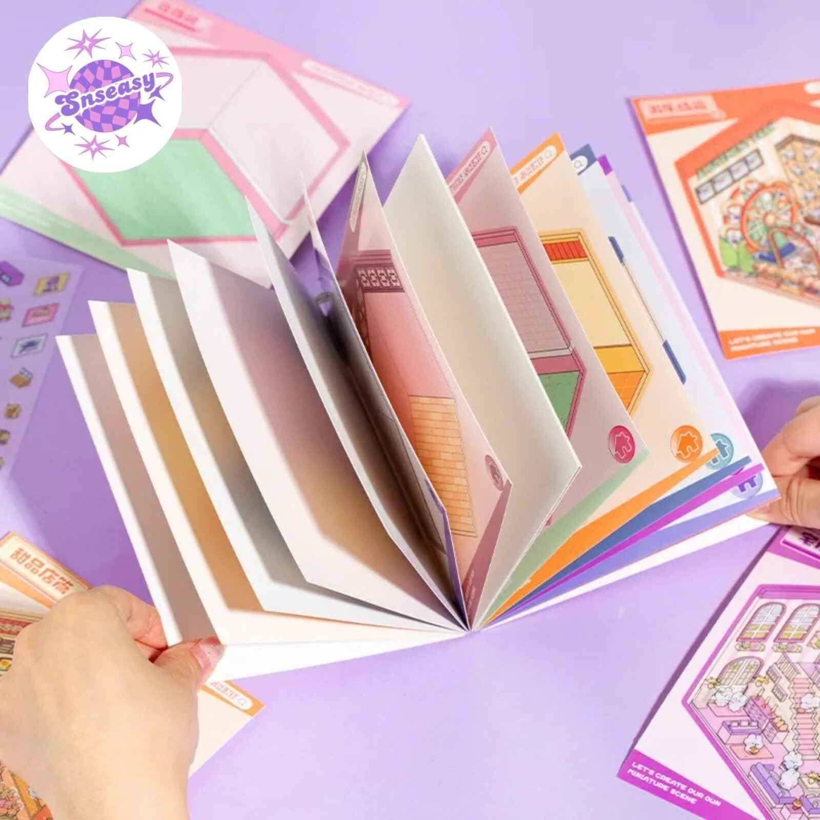 Cute Animals 3D Scene Stickers Scrapbook – 12 Unique Themes: Little Shop Open (6 Themes) | Living in Life (6 Themes)