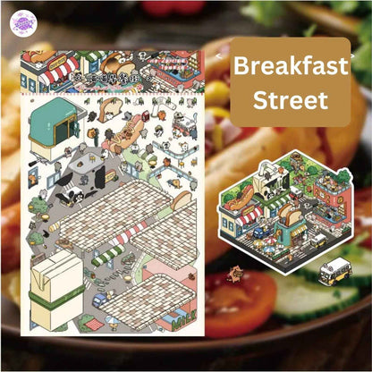 Cat Town Series – 3D DIY Sticker Scenes – 8 Theme Sets: Farm | Beachside | Western Town | Breakfast Street | Forest Refuge | Snowy Shelter | Deep Sea Hideaway | Desert Haven