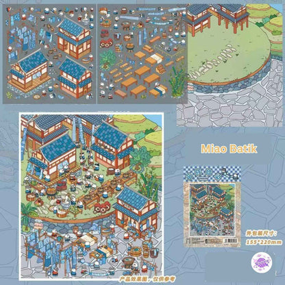Ethnic Style Series – 3D Miniature Sticker Scenes - 4 Theme Sets: Dai Ethnic Scenery | Korean Ethnic Scenery | Miao Batik | Bonfire Night