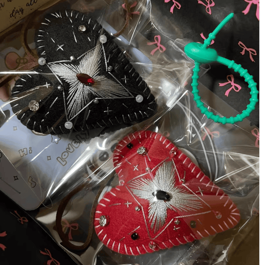 Handmade Felt Heart Charms – Black, Brown, Red | Made to Order