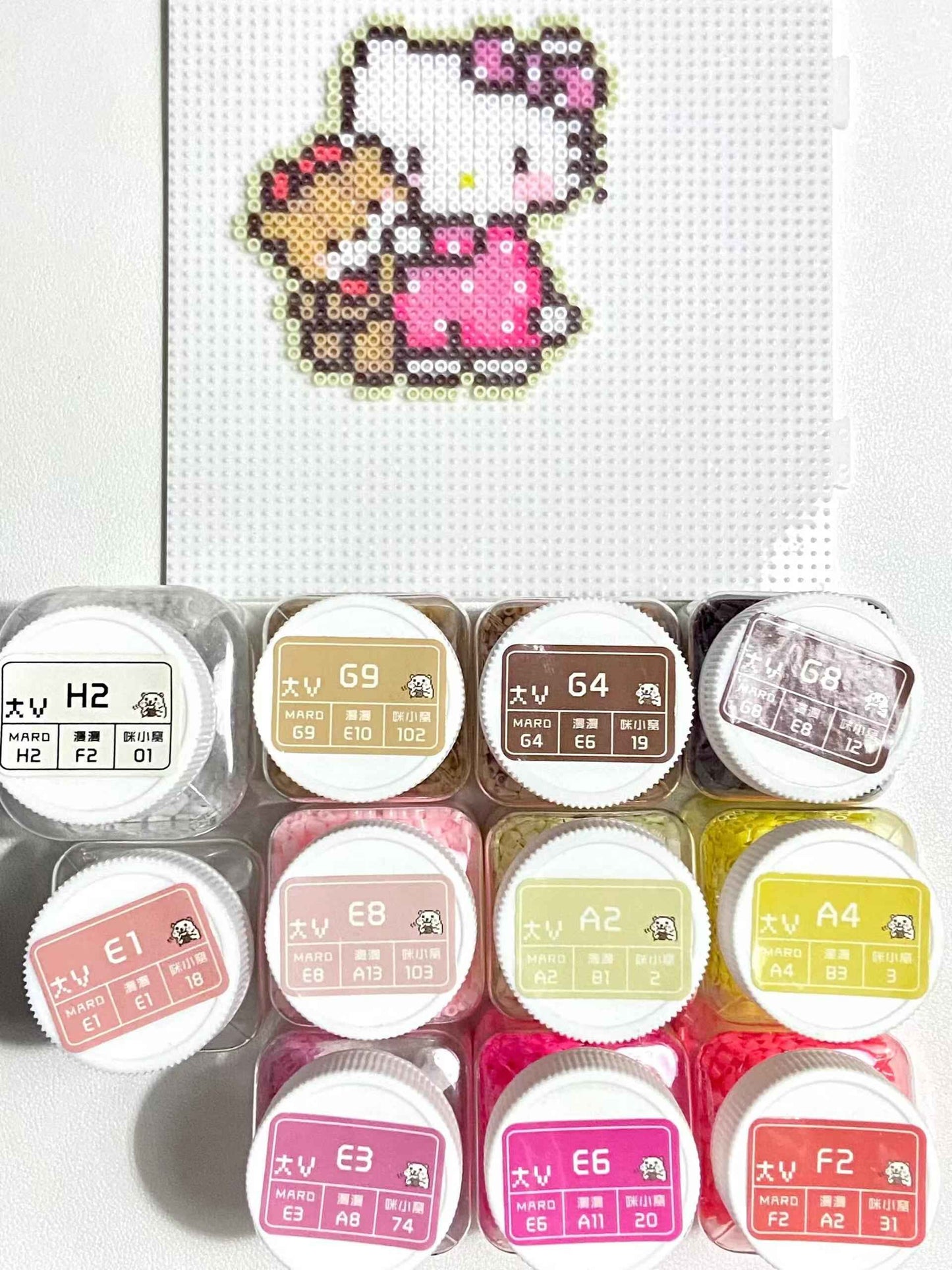 Hello Kitty and Her Teddy Bear Friend – Hello Kitty Keychain | Handmade Fuse Perler Bead Design
