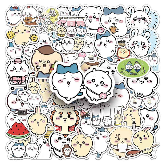Chiikawa 50-Piece Sticker Pack | Kawaii Characters, DIY Crafting, Journal, Laptop, Water Bottle, Scrapbooking, Reusable, Waterproof PVC