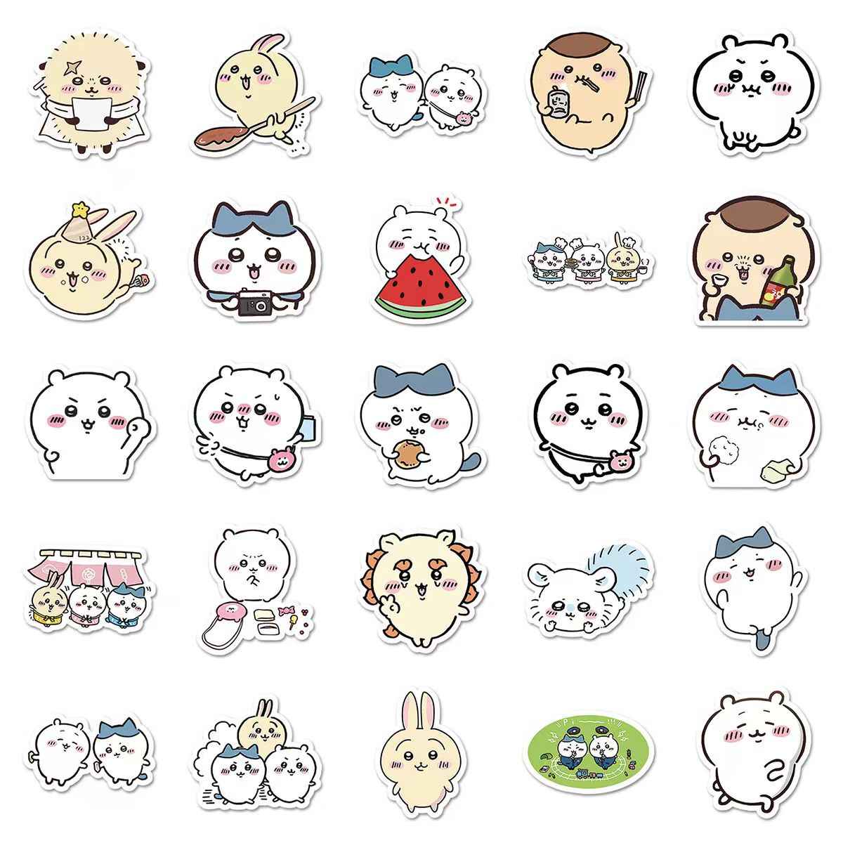 Chiikawa 50-Piece Sticker Pack | Kawaii Characters, DIY Crafting, Journal, Laptop, Water Bottle, Scrapbooking, Reusable, Waterproof PVC