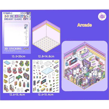 Cute Animal Creative Themes 2.0+3.0 – 3D Sticker Scenes - 10 Theme Sets: Capybara Toy Store | Duckling Paradise | Magic Library | Little Monster Record Shop | Little Bedroom | Little Living Room | Arcade | Magic House | Christmas | Panda Tea House