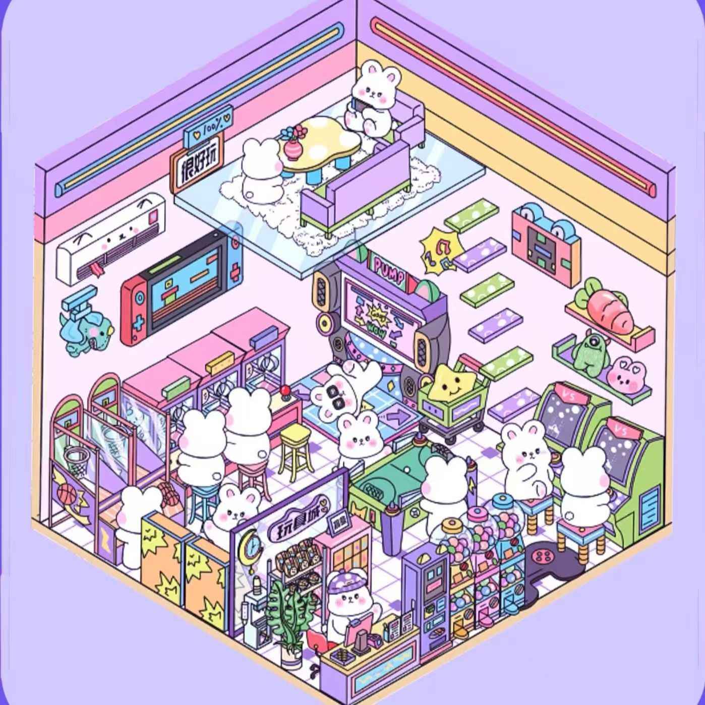 Cute Animal Creative Themes 2.0+3.0 – 3D Sticker Scenes - 10 Theme Sets: Capybara Toy Store | Duckling Paradise | Magic Library | Little Monster Record Shop | Little Bedroom | Little Living Room | Arcade | Magic House | Christmas | Panda Tea House