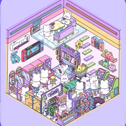 Cute Animal Creative Themes 2.0+3.0 – 3D Sticker Scenes - 10 Theme Sets: Capybara Toy Store | Duckling Paradise | Magic Library | Little Monster Record Shop | Little Bedroom | Little Living Room | Arcade | Magic House | Christmas | Panda Tea House