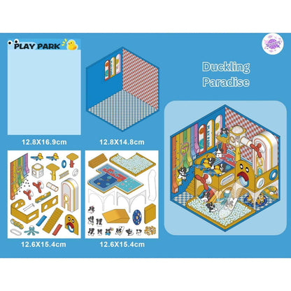 Cute Animal Creative Themes 2.0+3.0 – 3D Sticker Scenes - 10 Theme Sets: Capybara Toy Store | Duckling Paradise | Magic Library | Little Monster Record Shop | Little Bedroom | Little Living Room | Arcade | Magic House | Christmas | Panda Tea House