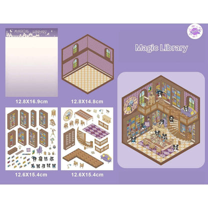 Cute Animal Creative Themes 2.0+3.0 – 3D Sticker Scenes - 10 Theme Sets: Capybara Toy Store | Duckling Paradise | Magic Library | Little Monster Record Shop | Little Bedroom | Little Living Room | Arcade | Magic House | Christmas | Panda Tea House