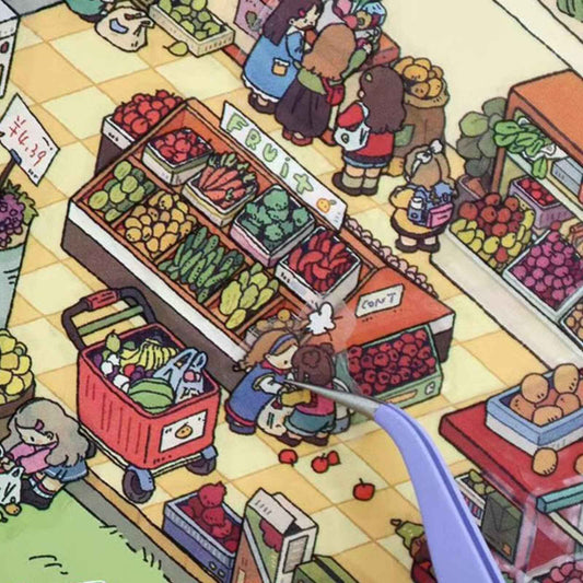 Fruit & Vegetable Supermarket – 3D DIY Sticker Scenes - 2 Theme Sets: Fruit & Vegetable Supermarket | Green Plant Home
