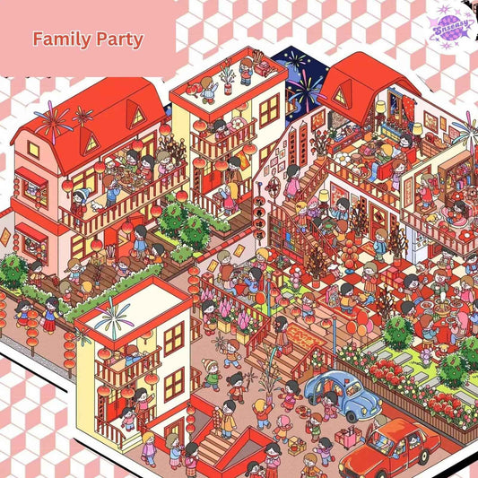Holiday Series Plus – 3D DIY Sticker Scenes - 2 Theme Sets: Family Party | Beach Vacation | Snseasy