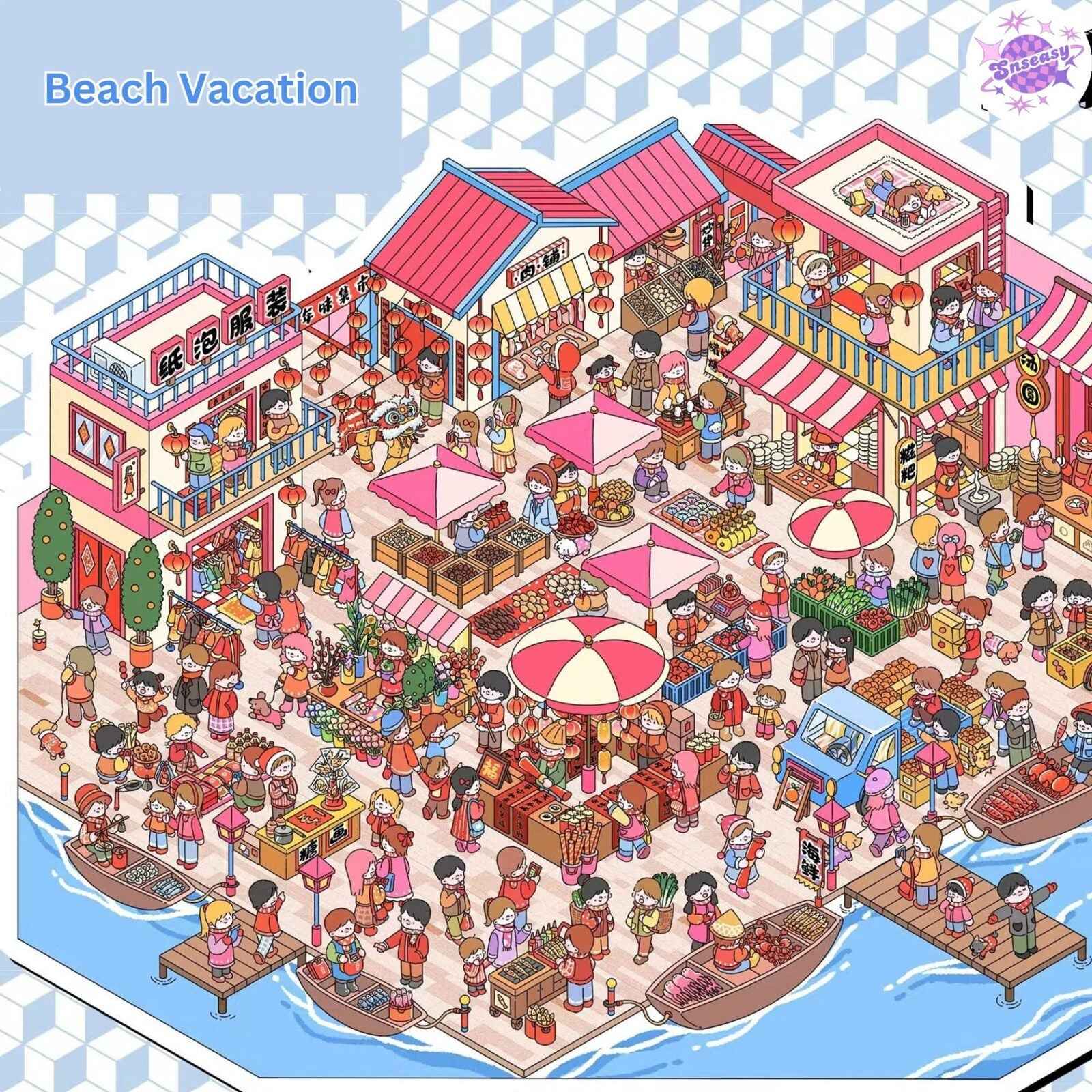 Holiday Series Plus – 3D DIY Sticker Scenes - 2 Theme Sets: Family Party | Beach Vacation | Snseasy