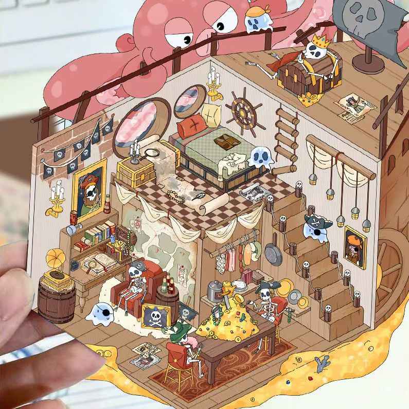 Cute Animal 8.0 – 3D Sticker Scenes - 6 Theme Sets: Health Club | Sunken Treasure | Reunion New Year | Hot Spring House | Space-Time Magic House | Ice and Snow World